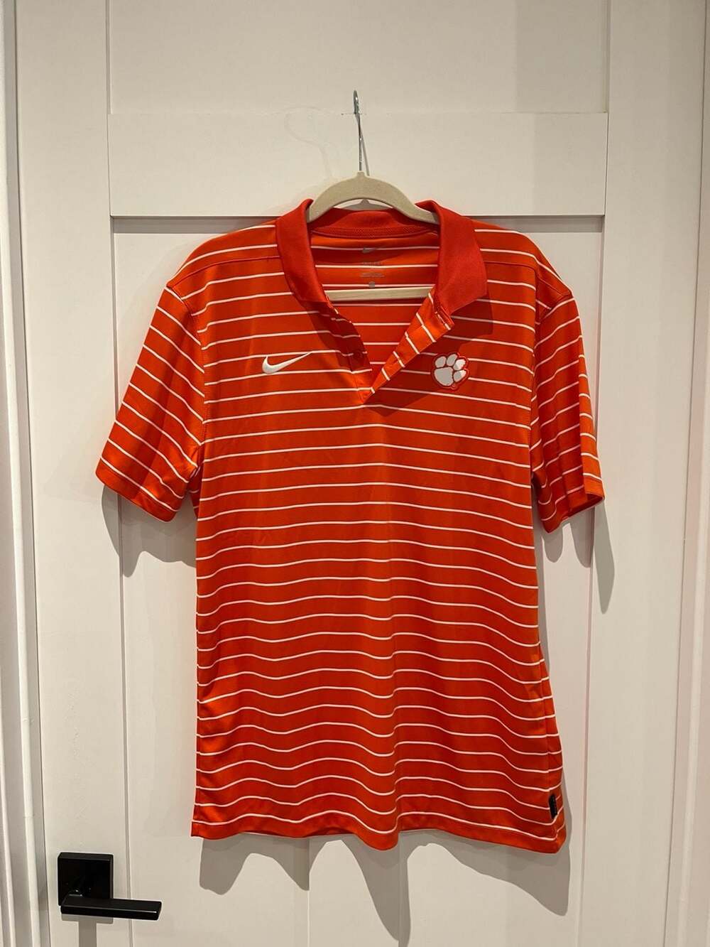 Nike Clemson Tigers Dri-FIT Striped Polo Shirt Size Medium